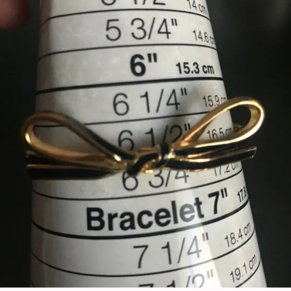 Kate Spade New York Skinny Mini Bow Gold-tone/Black Bangle Bracelet - Picture 7 of 10